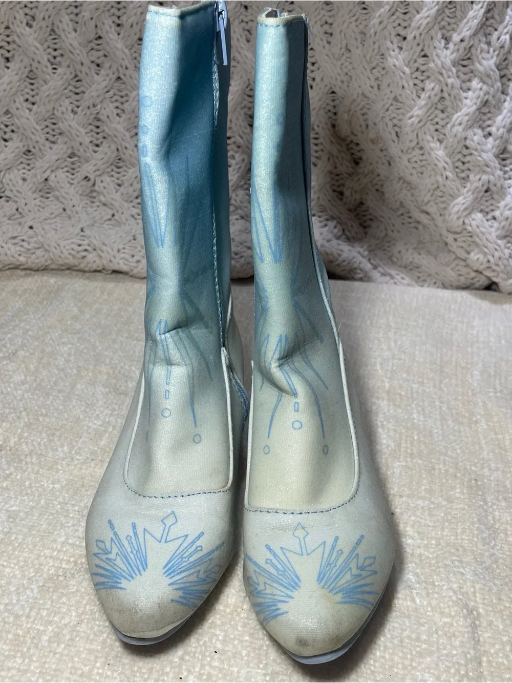 Disney Elsa Light Blue Glitter Snowflake Girl Boots size 13-1